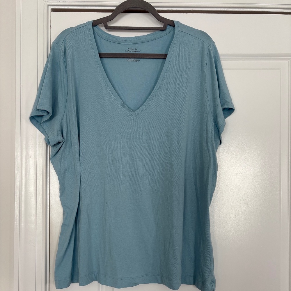 Banana Republic Light Blue Short Sleeve V-neck T-Shirt